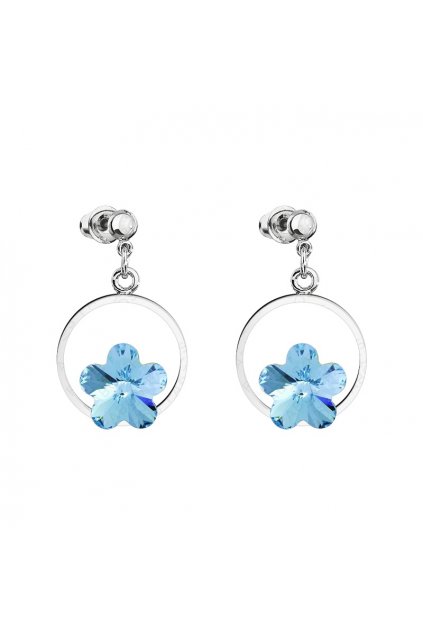 Náušnice kytka v kroužku Aqua Elements Swarovski