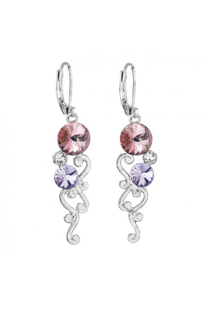 Náušnice Liány s rivoli Ligth Rose Violet SWAROVSKI