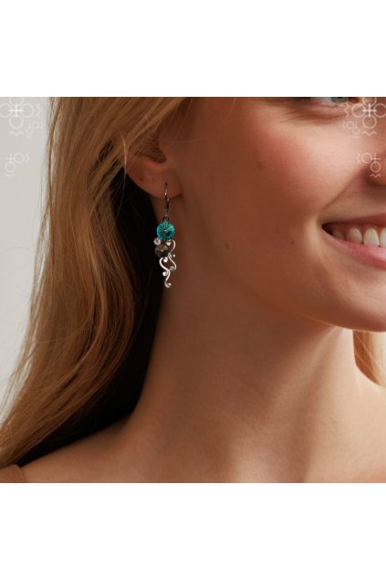 Náušnice Swarovski Liány s rivoli Light turquoise