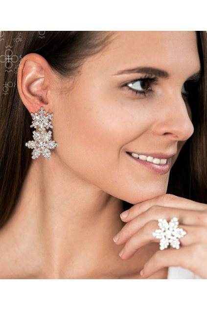 Náušnice Swarovski Velké vločky Crystal