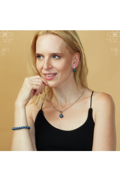 Náušnice Swarovski Perla 8mm Dark Blue