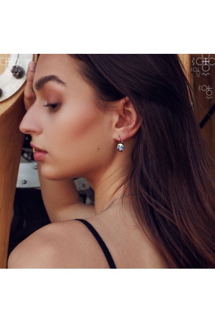 Náušnice Swarovski Rivoli v kroužku Crystal AB