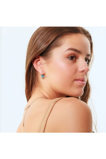 Náušnice Swarovski Rivoli v kroužku Aquamarine