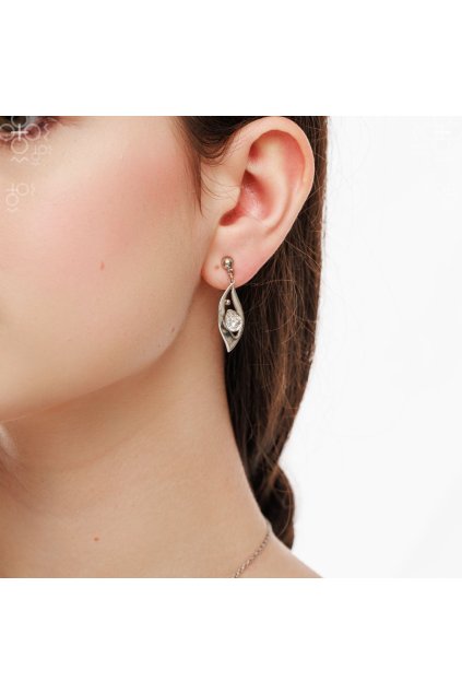 Náušnice Swarovski Hruška s výřezem Crystal