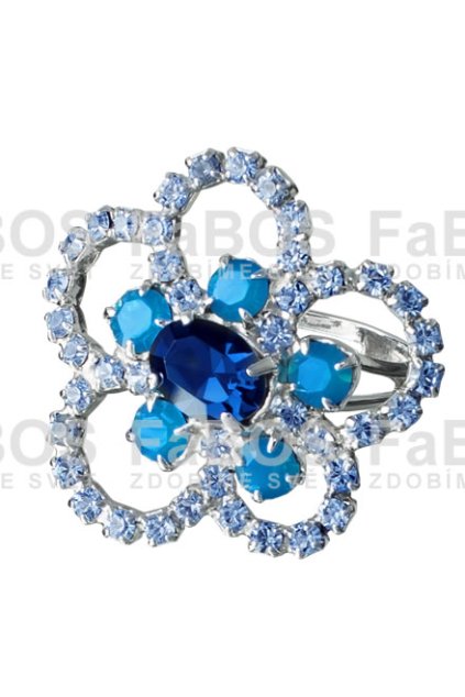 Prsteny Swarovski Light Sapphire kytička