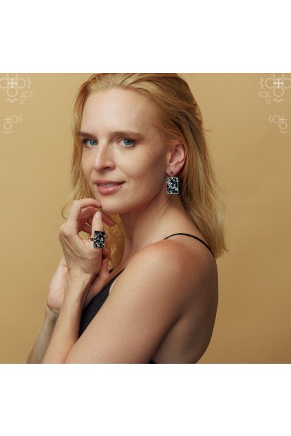 Prsteny Swarovski Crystal rocks obdélník Black Jet