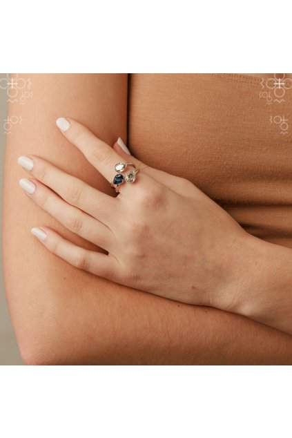 Prsteny Swarovski Tři hrušky Denim Blue