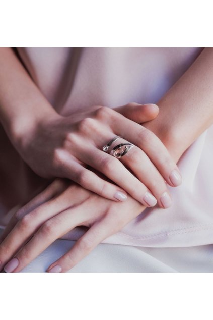 Prsteny Swarovski Hruška s výřezem Vintage rose