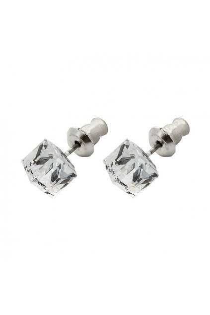 Náušnice Kostička 6mm Crystal elements Swarovski