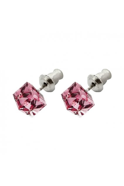Náušnice Kostička 6mm light rose elements Swarovski