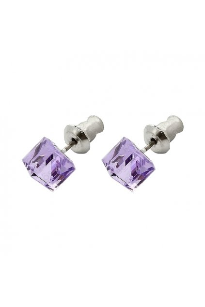 Náušnice Kostička 6mm Violet elements Swarovski