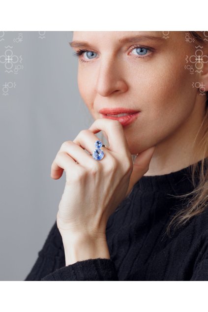 Prsteny Swarovski Rivoli 8-12 Light Sapphire