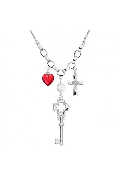 Náhrdelník Klíč, kříž, srdce Crystal SWAROVSKI