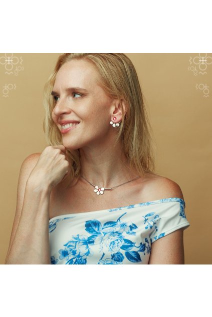 4910 nausnice half summer flower pink swarovski