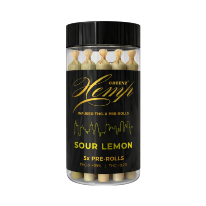 Greenz Hemp Infused THC X Pre Rolls Sour Lemon 5x Pre Rolls