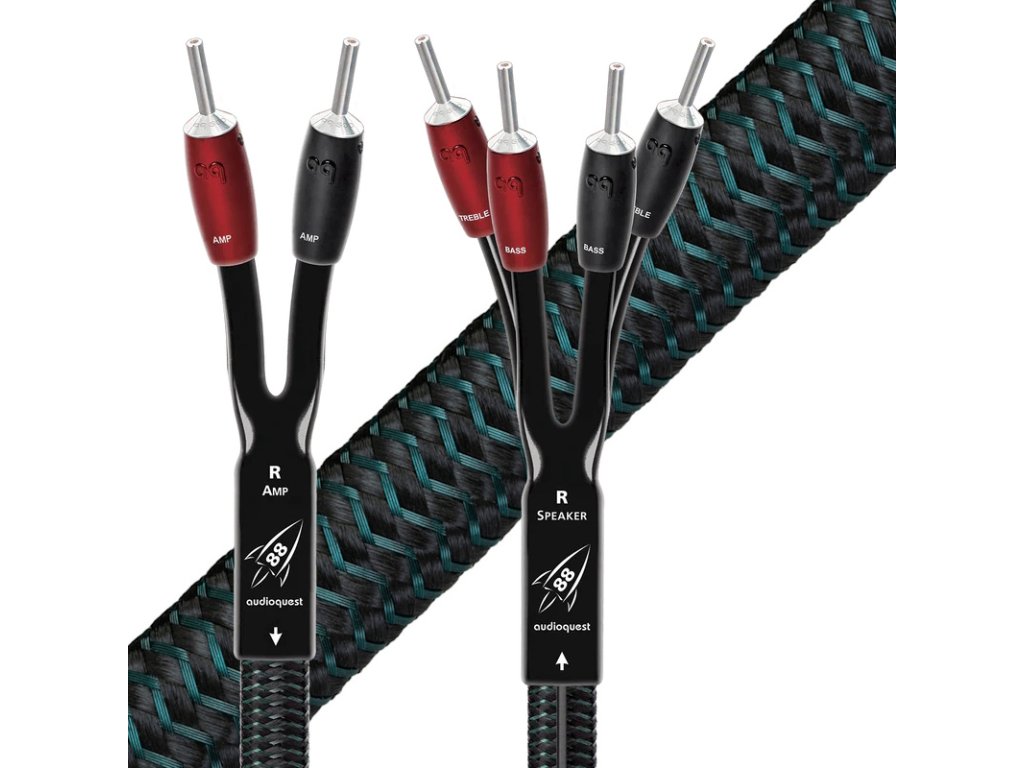 23538 audioquest rocket 88 sbw 1 0 m reproduktorove kabely single biwire bananky stribrne