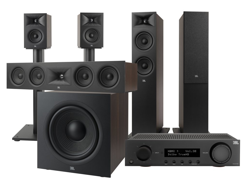 jbl kompletni 5 1 set av zesilovace a reproduktoru pro domaci kino cerny