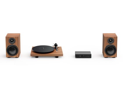 43365 3 pro ject colourful audio system 2 all in one hi fi system s gramofonem walnut
