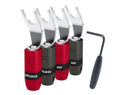 audioquest suregrip 300 bfa spade silver set 4 ks vidlicky na repro kabel stribrne