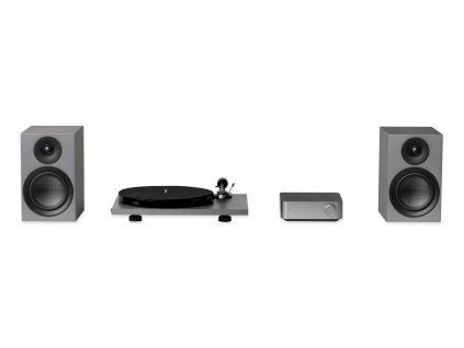 pro ject stereo set phono streaming audio set se zesilovacem wiim a gramofonem sedy