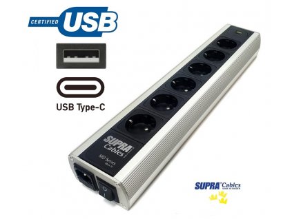 SUPRA Mains Block MD06-EU with USB A/C SWITCH