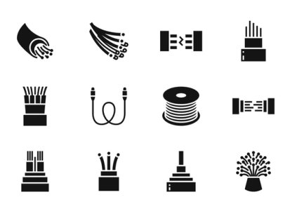 optical fiber flat glyph icons 600nw 1145208956