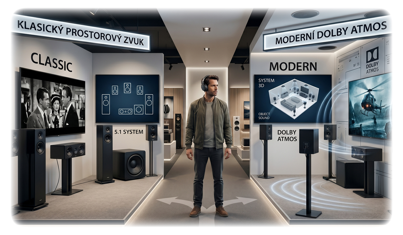 Rozdíl mezi klasickým 5.1 a moderním Dolby Atmos