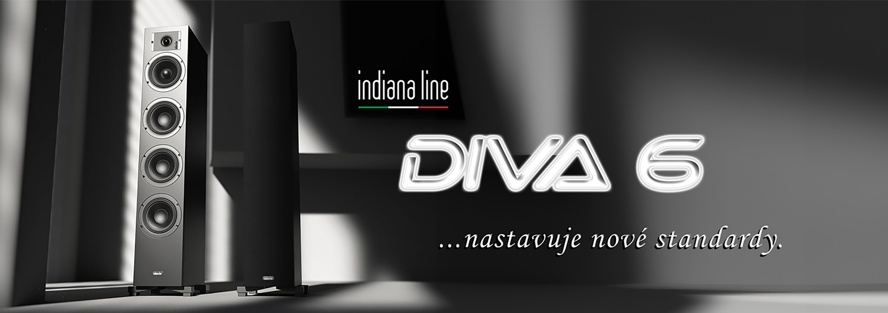 moderní sloupové reproduktory Indiana Line DIVA 6 na tmavém pozadí