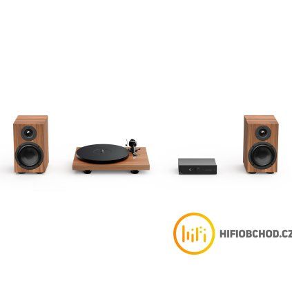 pro ject colourful audio system 2 all in one hi fi system s gramofonem walnut