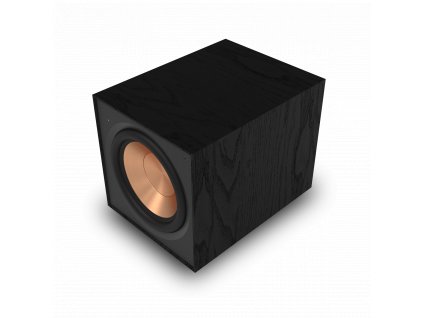 Klipsch R 101SW Subwoofer with grille off at an angle 1