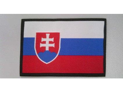Sada (50 ks) tkaných etikiet Slovenská vlajka 80x50 mm jednostranná podlepená