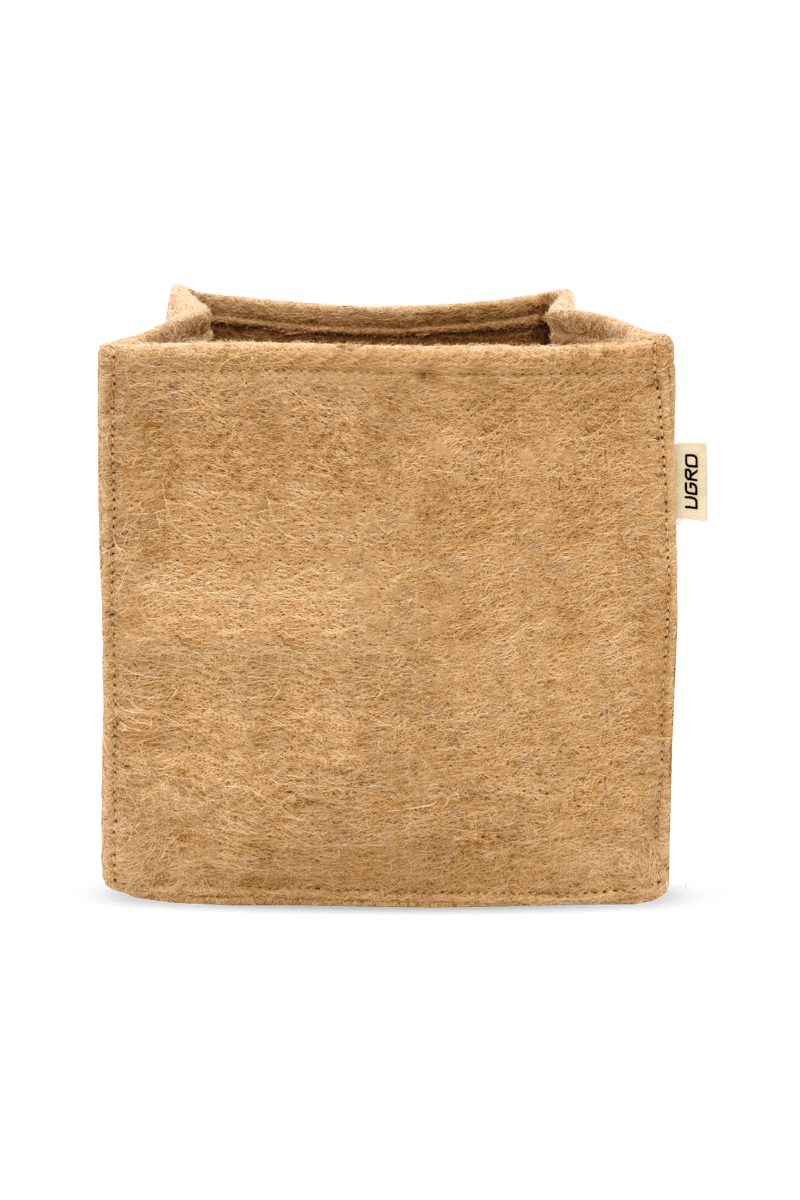 UGro Jute Square Reinforced - Textilní jutový květináč hranatý 8L - 9x9x9cm