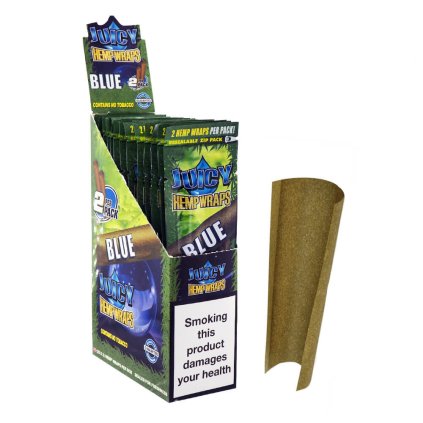 Juicy Jay's HempTerp Blunt Wraps - hemp blunt, pack of 2 - box of 25 (Option BLUE)