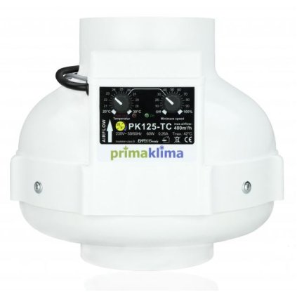 PRIMA KLIMA-Ventilator mit Wärmeregulierung 400m3/Std., 125 mm Abdeckung