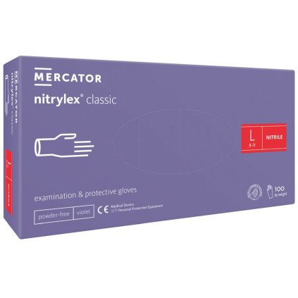 Mercator Gloves Nitrylex Classic violet, 100 pcs (Size L)