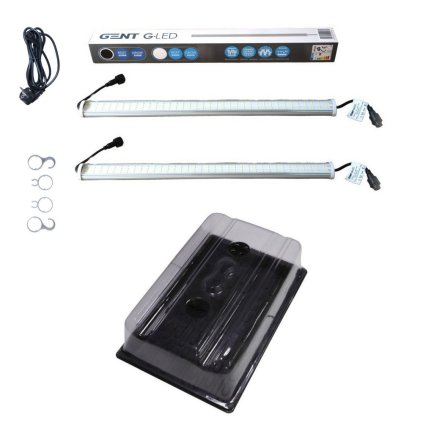 GENT Set greenhouse + G-LED 26W x2 Linkable, 58x37.5x22 cm