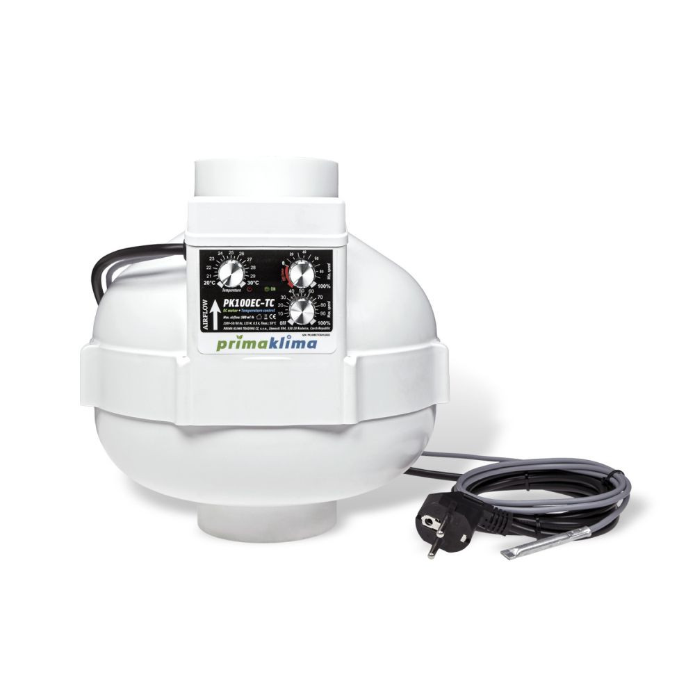 46164 ventilator prima klima 580m3 h 100mm motor s tepelnou regulaci pk100ec tc