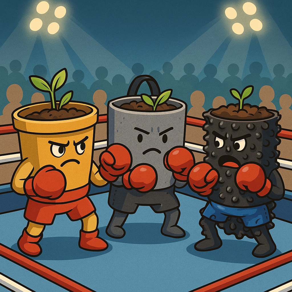 Jaką doniczkę wybrać do uprawy na zewnątrz: porównanie doniczek plastikowych, tekstylnych i Air Pot