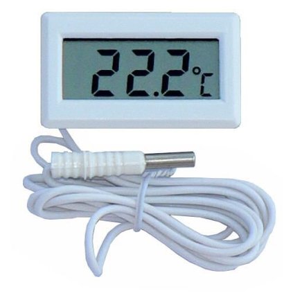 ht 02 termometr cyfrowy z zewnętrzną sondą zakres pomiaru temperatury od 50 do 110°C biały