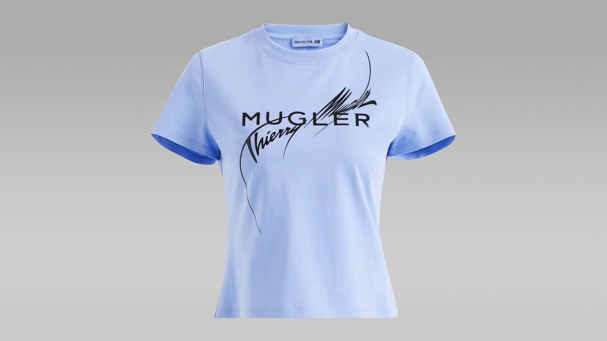 Mugler H&M Printed Fitted T-shirt Blue Limitované tenisky a