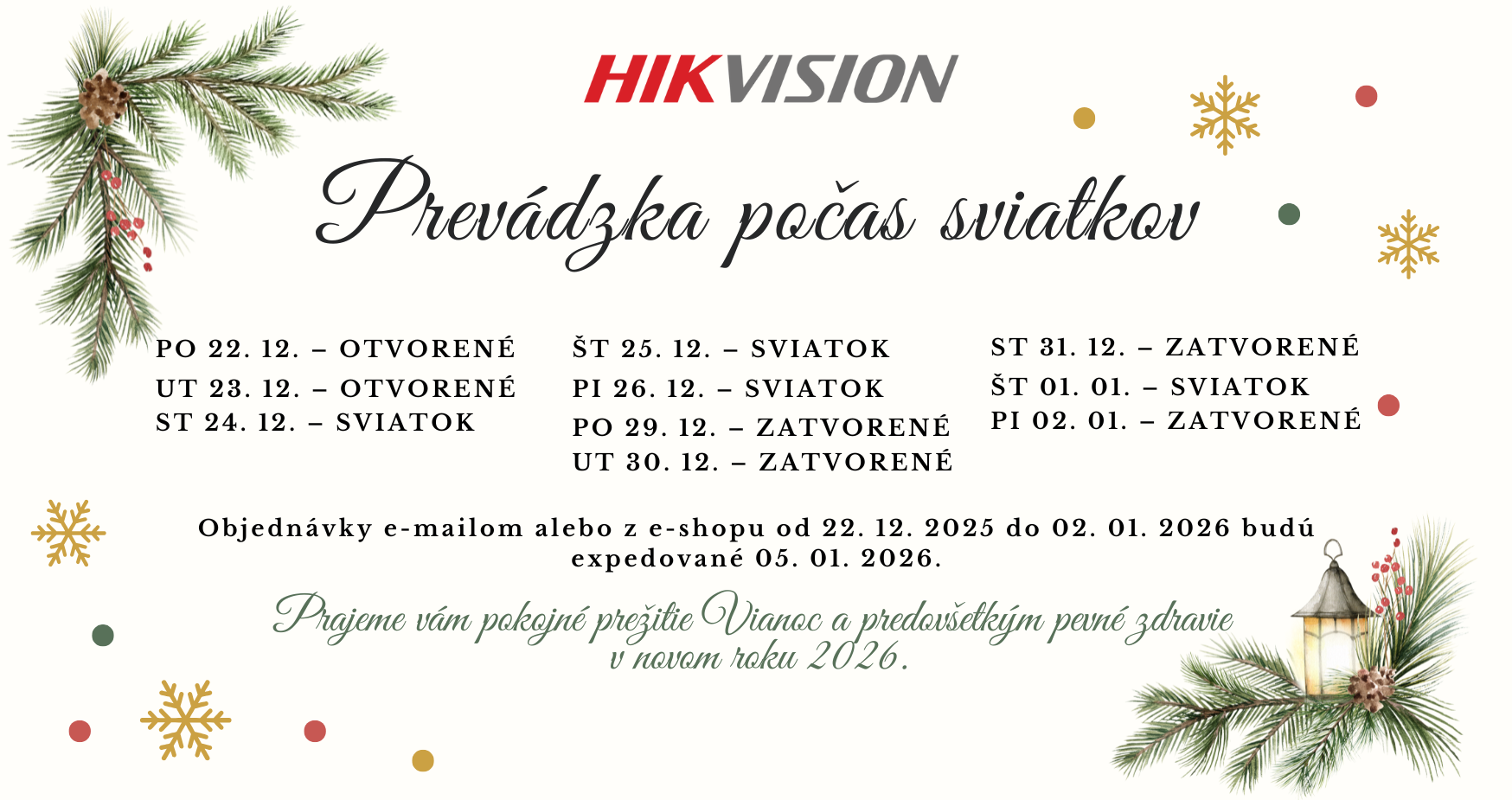 Prevádzková doba počas sviatkov