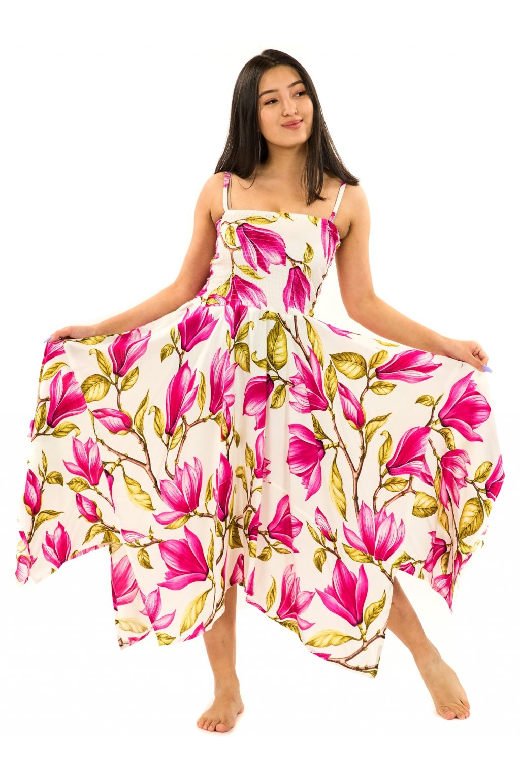 Šaty-sukně 2v1 Dawa Magnólie - bílá s růžovou