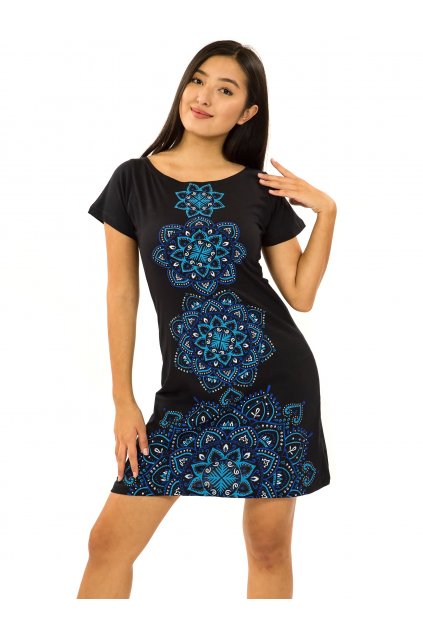 Šaty s krátkým rukávem Amavi - černá s modrou