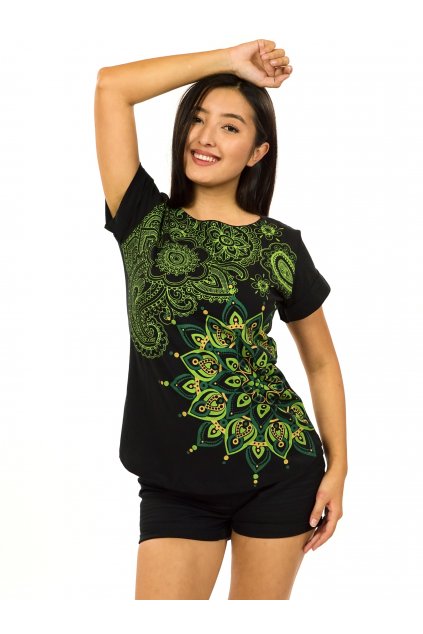 Tričko s krátkým rukávem Zafira - černá se zelenou