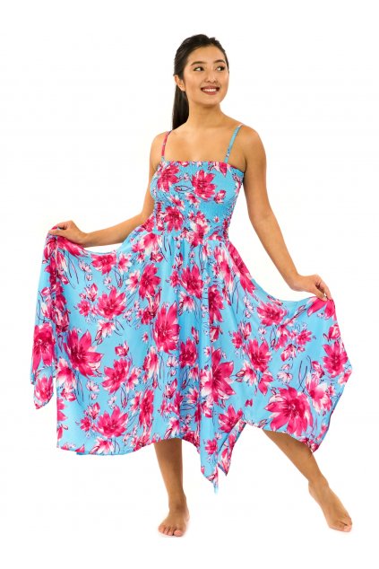 Šaty-sukně 2v1 Dawa Kora - tyrkysová s růžovou