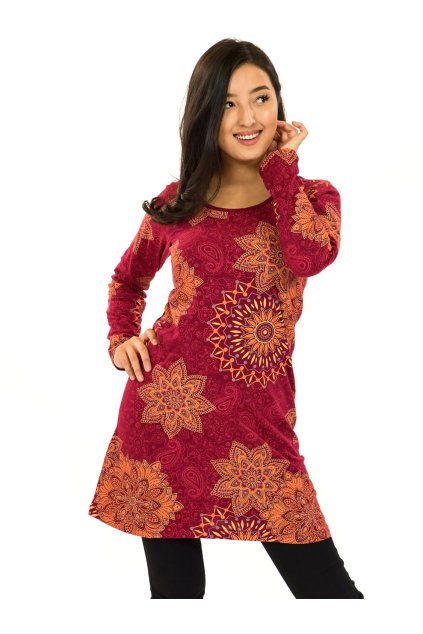 Šaty s dlouhým rukávem Sambora - vínová