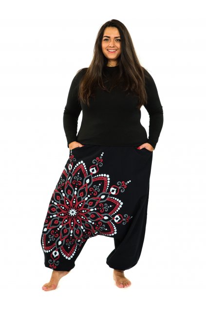 Harémové kalhoty Rania - černá s červenou