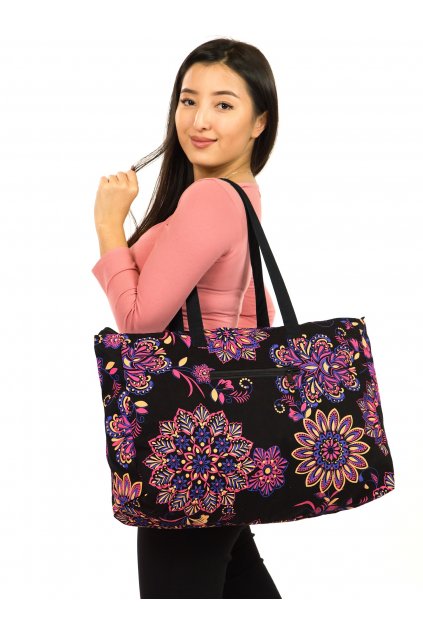 Maxi kabelka Talia - černá s růžovou