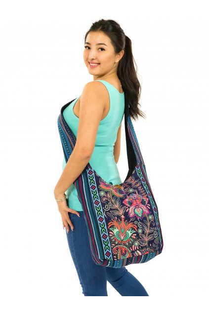 Vyšívaná crossbody kabelka Shimla - modrá