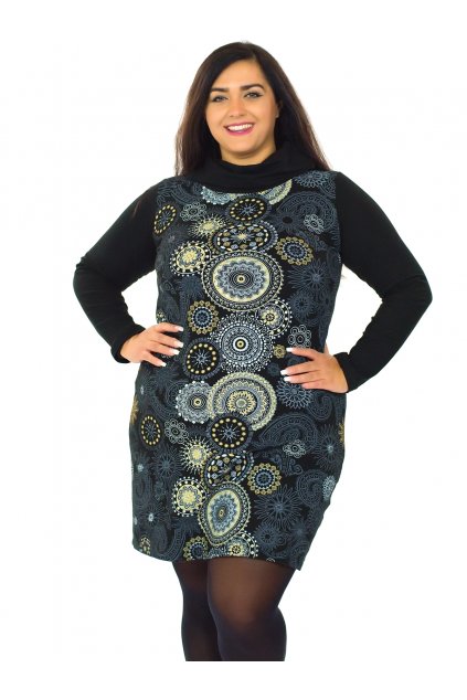 Tunika/šaty s límcem Sarita - černá s béžovou